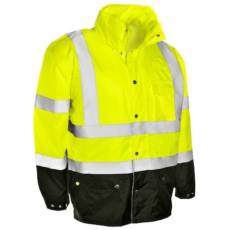Kishigo L-XL, Lime, Class 3, Storm Cover Rainwear Jacket RWJ102-L-XL